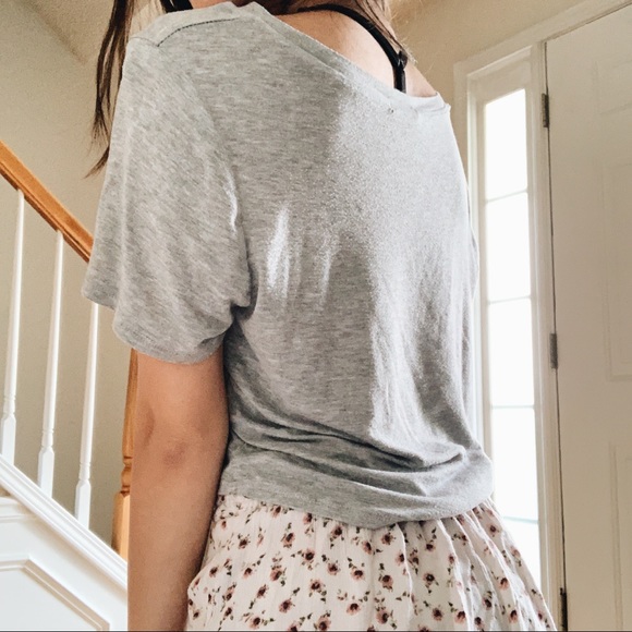 Lounge Gray Cropped Loose V Neck - Picture 5 of 7